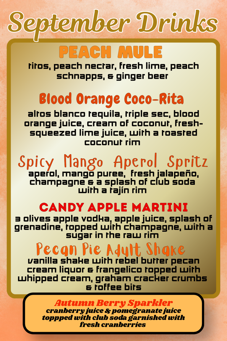 Monthly Drink Specials